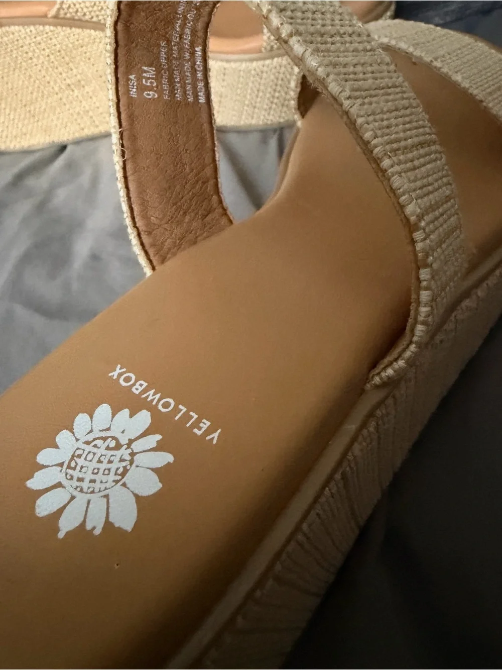 Yellow Box Natural Woven Platform Wedge Sandals